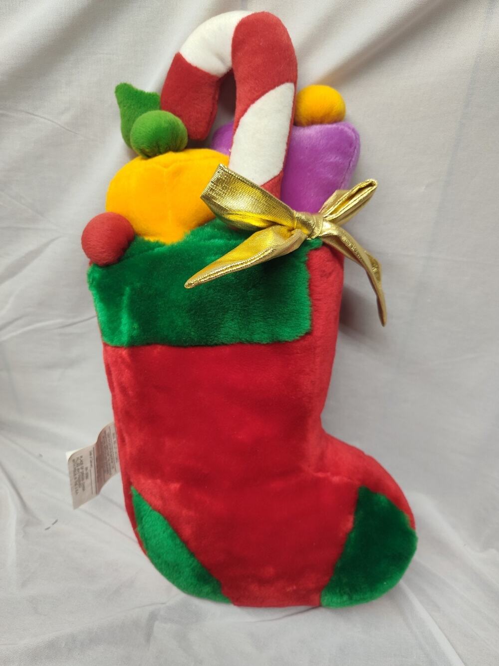 Vintage Rare Christmas Stocking Shaped Plush Stuffed Toy